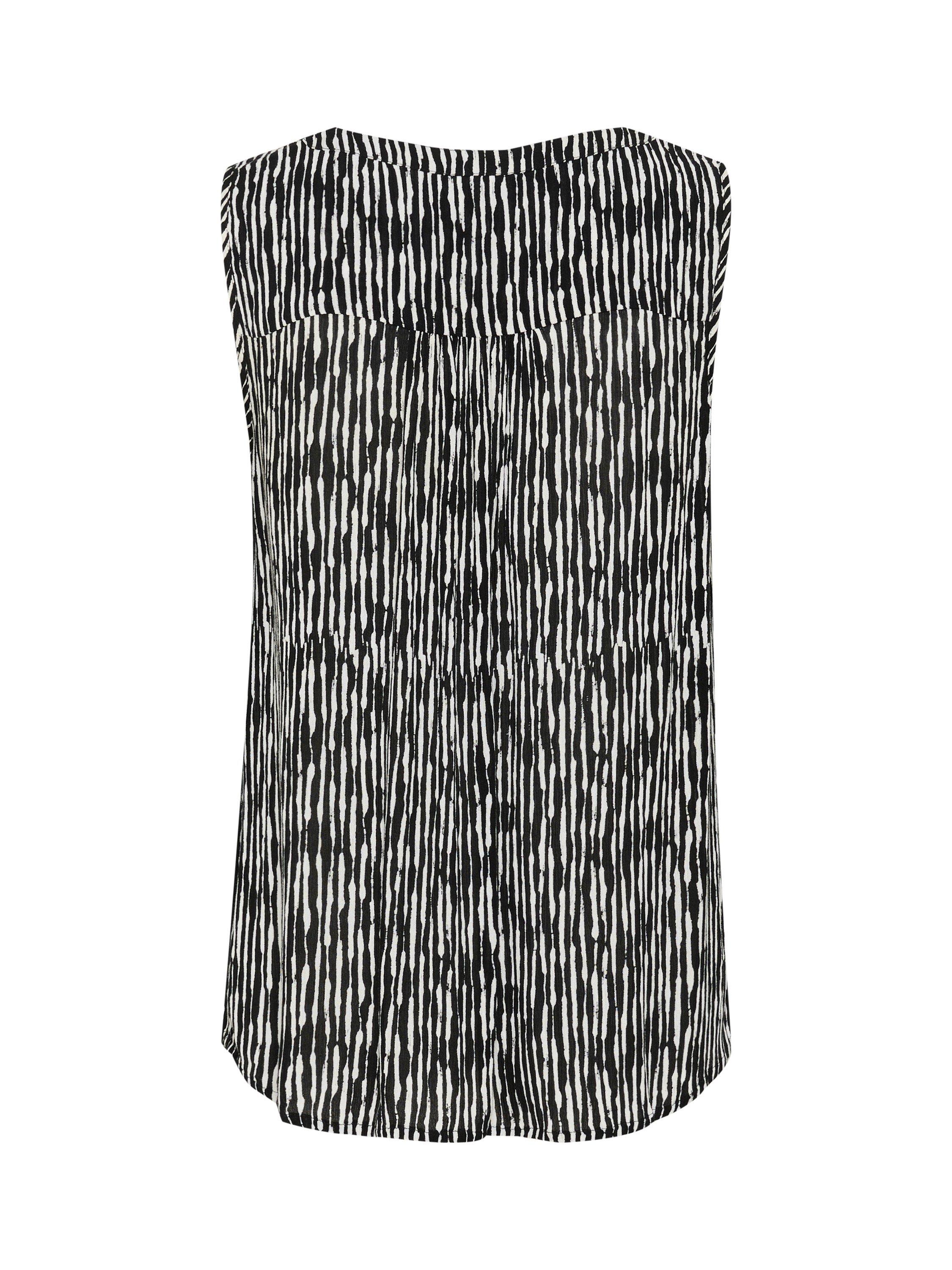 Product image 6 of 6, which shows KAFFE KAamber Abstract Print V-Neck Sleeveless Blouse, Black/Chalk, 8