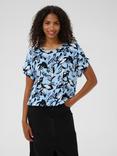 KAFFE Amber Graphic Floral Top, Blue
