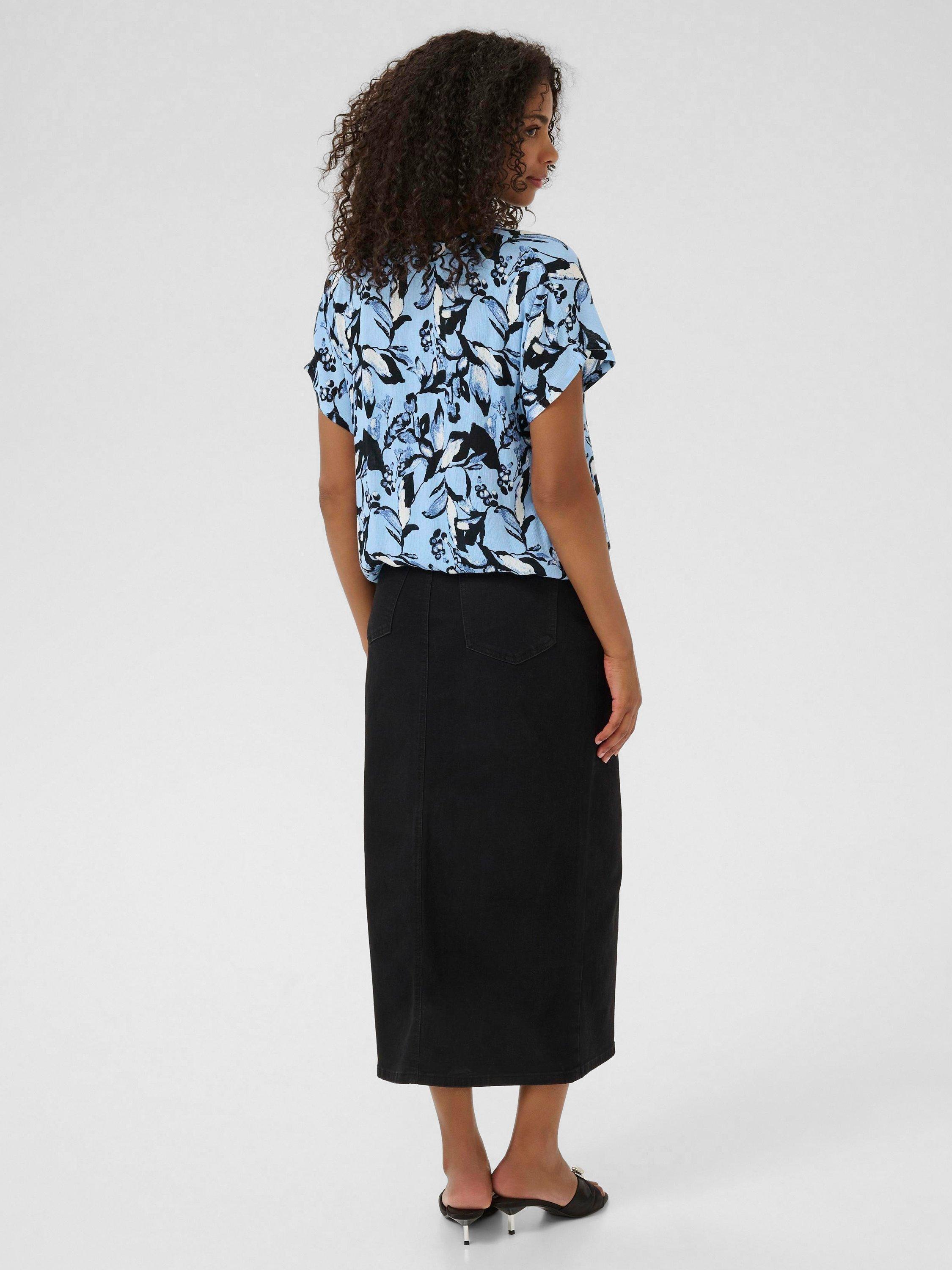Product image 2 of 6, which shows KAFFE Amber Graphic Floral Top, Blue, 8