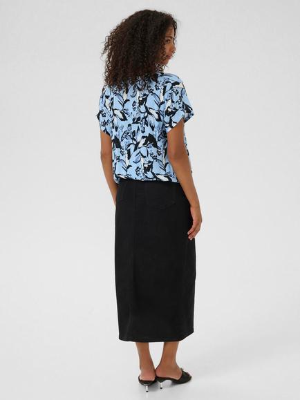 KAFFE Amber Graphic Floral Top, Blue - view 2, Blue