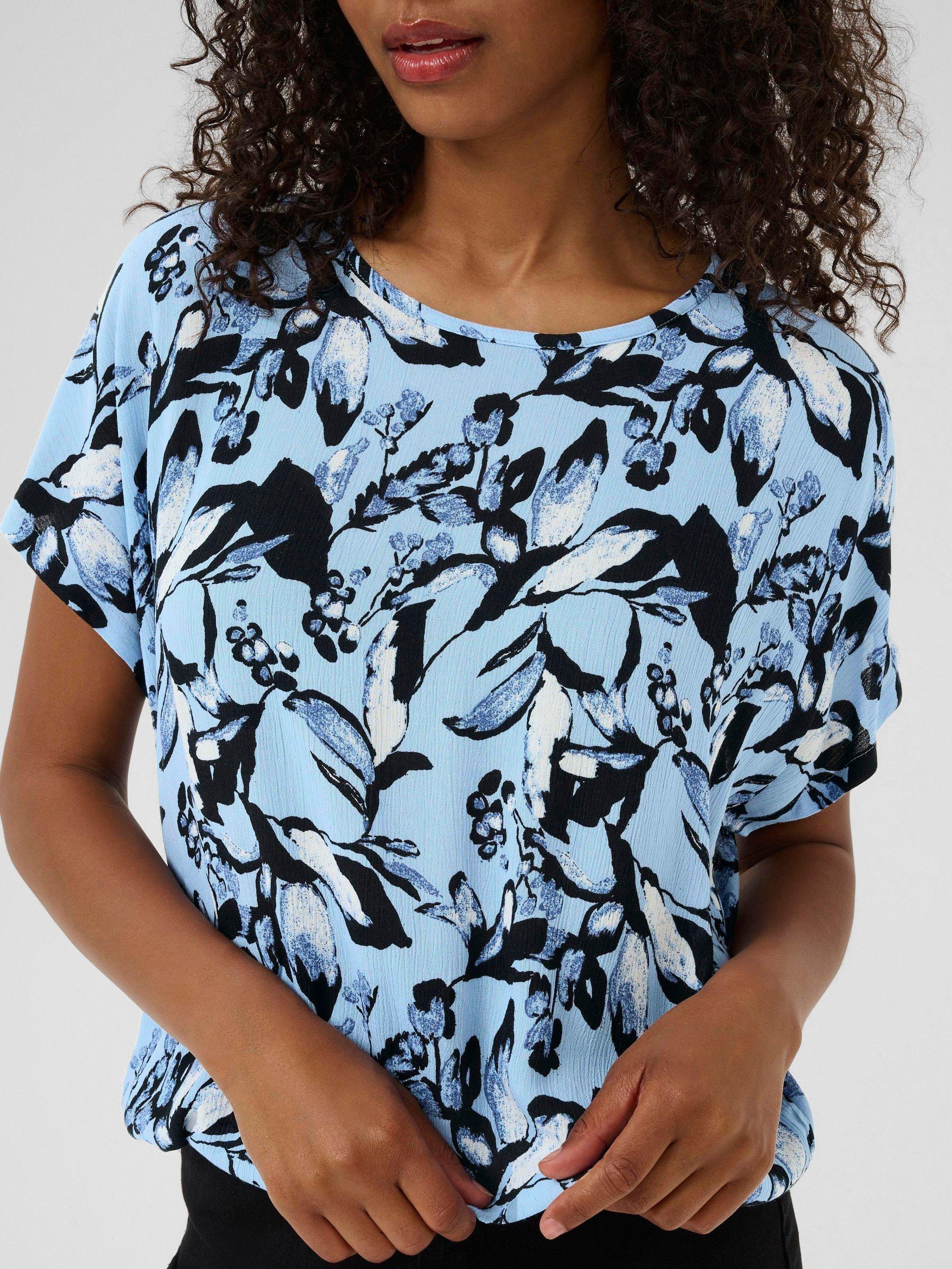 Product image 4 of 6, which shows KAFFE Amber Graphic Floral Top, Blue, 8