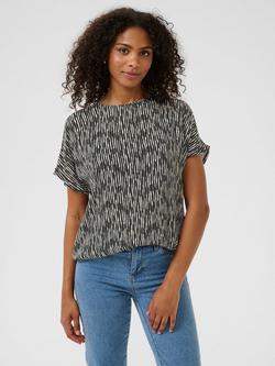 KAFFE Amber Abstract Top, Black/Chalk, Black/Chalk