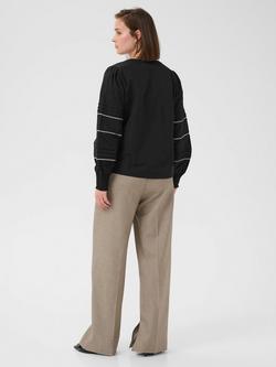 KAFFE KAapril V-Neck Long Sleeve Cotton Blend Blouse - view 2, Black Deep