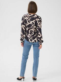 KAFFE KAbeathe V-Neck Long Sleeve Blouse - view 2, Black/Multi