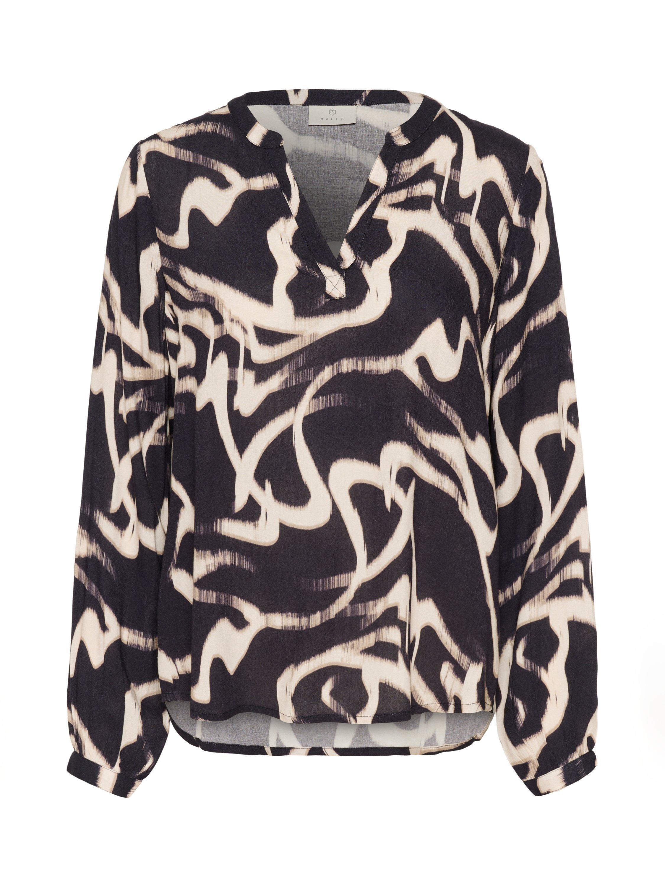 Product image 5 of 6, which shows KAFFE KAbeathe V-Neck Long Sleeve Blouse, Black/Multi, 14