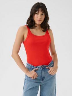 KAFFE KAcarna Sleeveless Cotton Blend Scoop Neck Tank Top, True Red