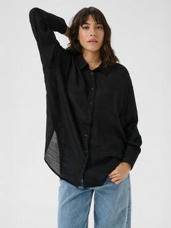 KAFFE KAanja Long Sleeve Collared Shirt, Black Deep