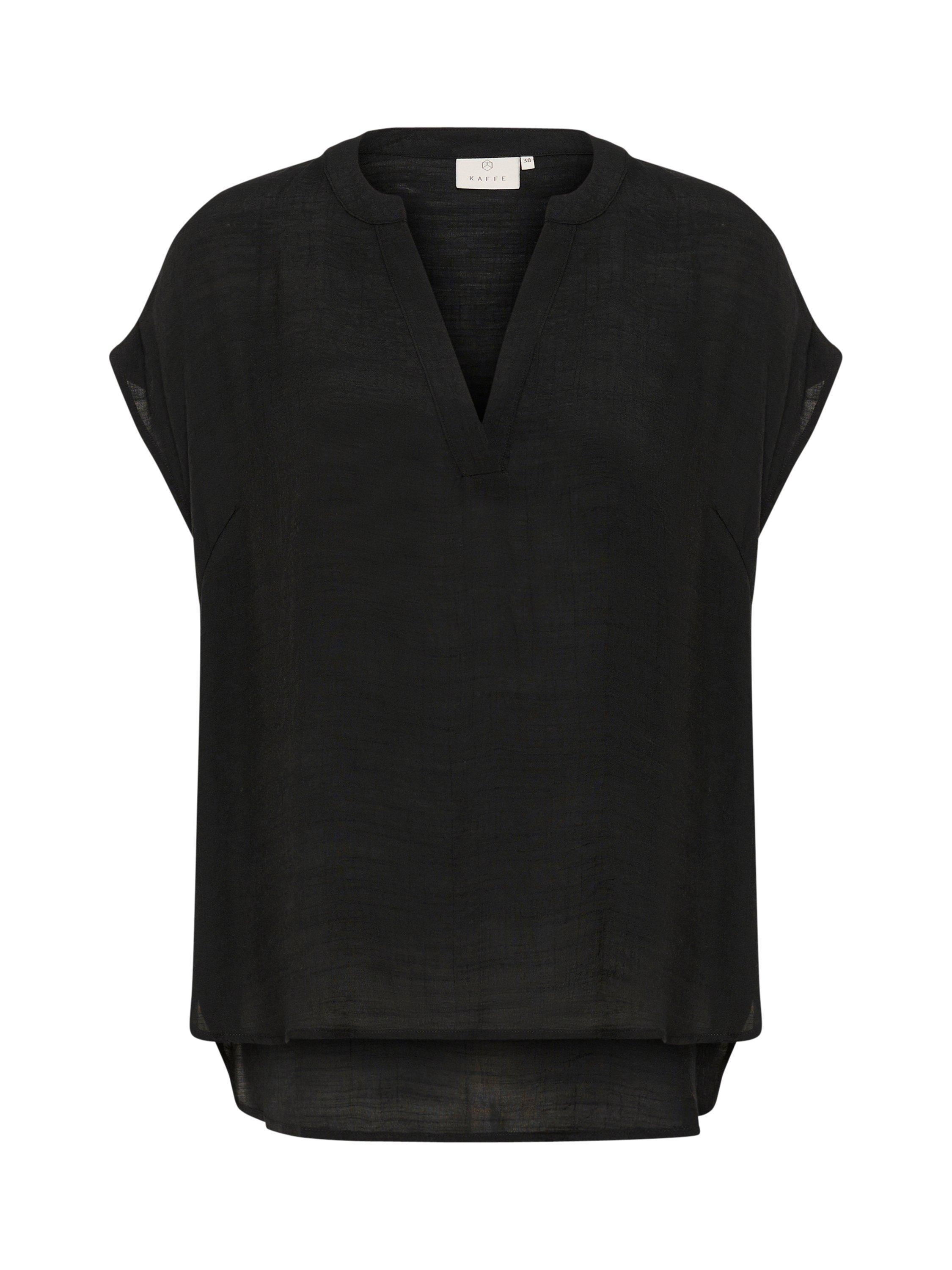 Product image 5 of 6, which shows KAFFE KAanja V-Neck Short Sleeve Blouse, Black Deep, 8