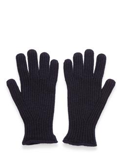 Celtic & Co. Lambswool Ribbed Gloves, Navy, Navy