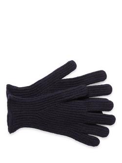 Celtic & Co. Lambswool Ribbed Gloves, Navy - view 2, Navy