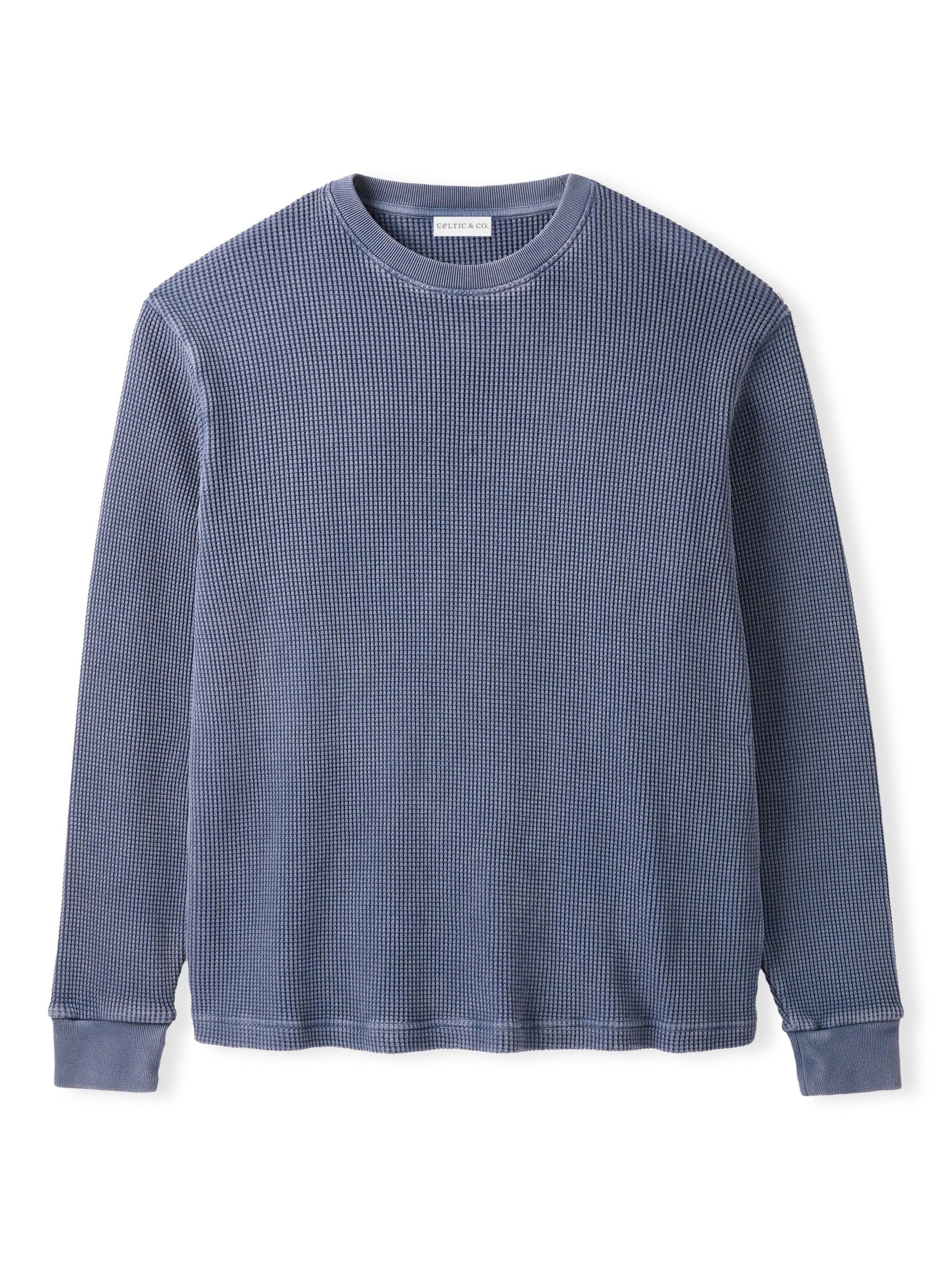 Product image 1 of 3, which shows Celtic & Co. Waffle Stitch Cotton Sweatshirt, Washed Navy, S