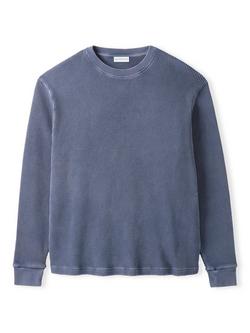 Celtic & Co. Waffle Stitch Cotton Sweatshirt, Washed Navy, Washed Navy