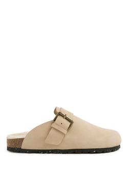 Celtic & Co. Sheep Lined Strap Detail Clogs, Beige, Beige