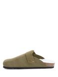 Celtic & Co. Nubuck Sheepskin Lined Mule Sandals, Khaki