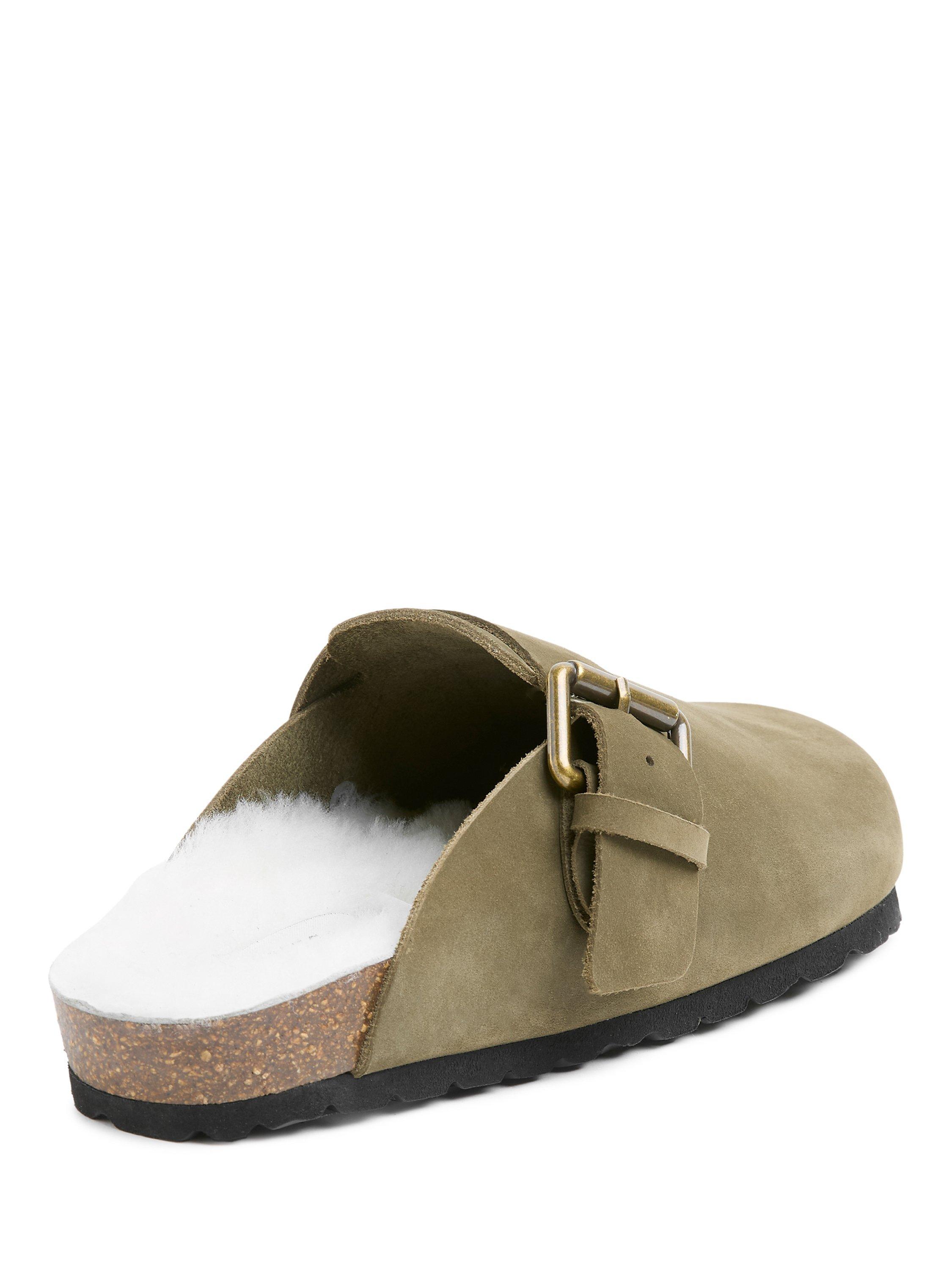 Product image 4 of 6, which shows Celtic & Co. Nubuck Sheepskin Lined Mule Sandals, Khaki, EU36