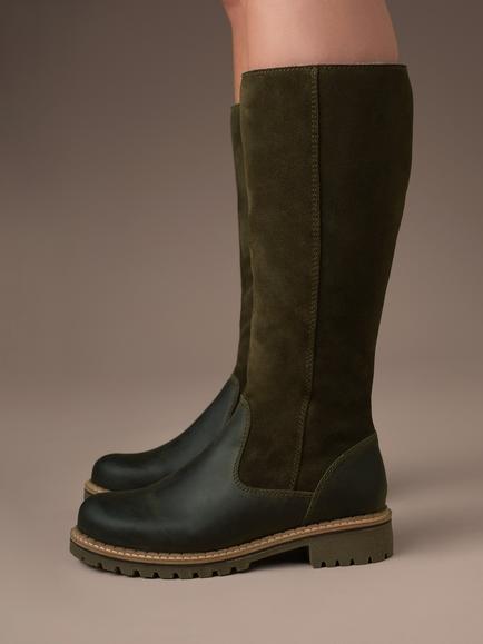 Celtic & Co. Waterproof Sheepskin Tall Boots, Olive - view 2, Olive