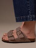Celtic & Co. Felt Double Buckle Slider Sandals, Taupe