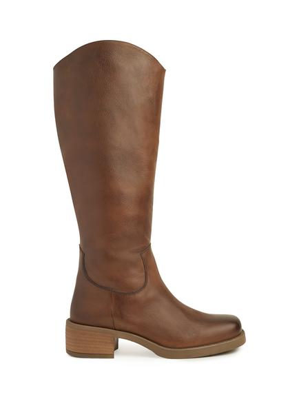 Celtic & Co. Leather Block Heel Knee High Boots, Tan, Tan