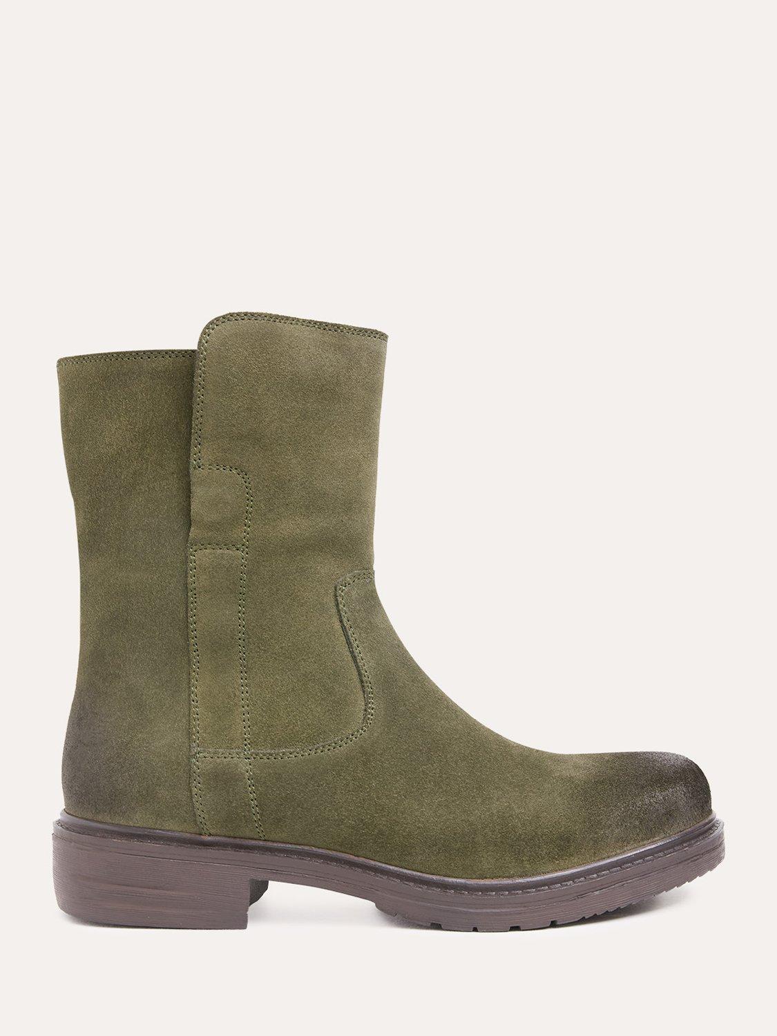 Product image 1 of 6, which shows Celtic & Co. Essential Suede Block Heel Calf Boots, Khaki, EU36