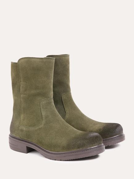 Celtic & Co. Essential Suede Block Heel Calf Boots, Khaki - view 2, Khaki