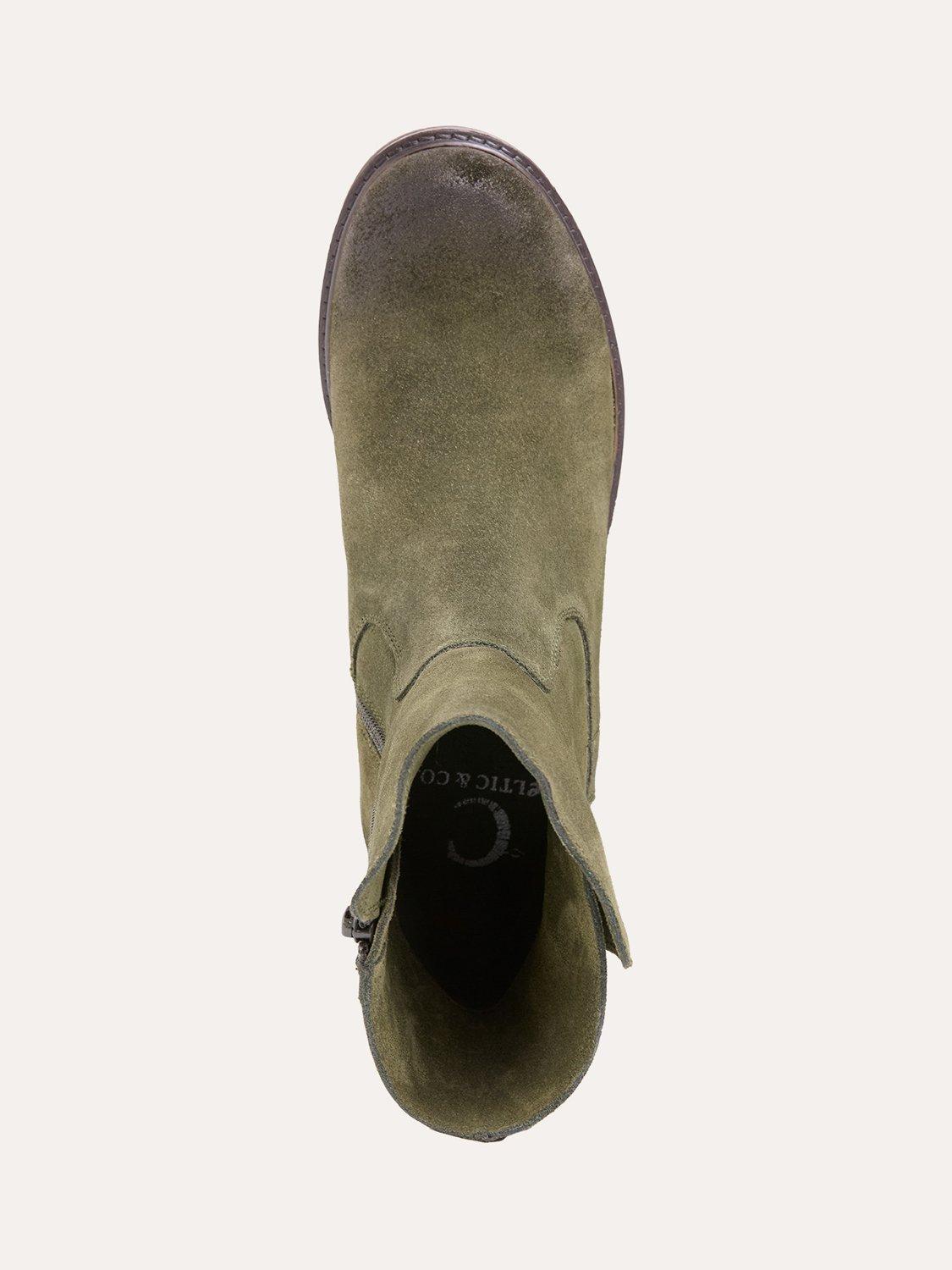 Product image 5 of 6, which shows Celtic & Co. Essential Suede Block Heel Calf Boots, Khaki, EU36