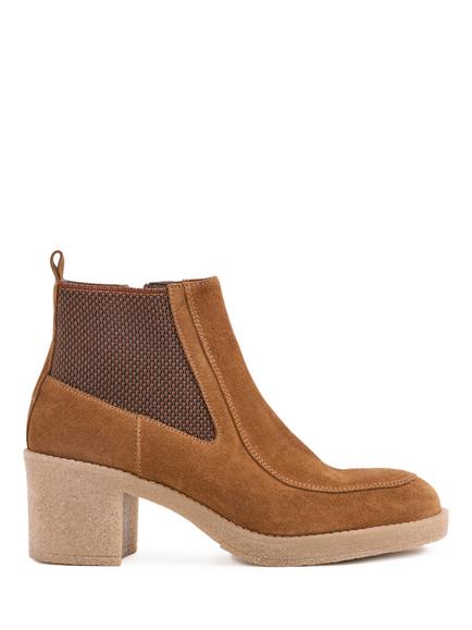 Celtic & Co. Crepe Nubuck Mid Heel High Ankle Boots, Tobacco, Tobacco