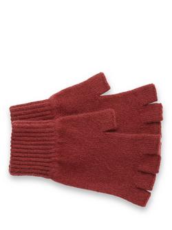 Celtic & Co. Pure Wool Fingerless Gloves - view 2, Oxblood