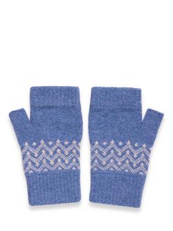 Celtic & Co. Ripple Fair Isle Fingerless Gloves, Cornflower Blue, Cornflower Blue