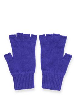 Celtic & Co. Pure Wool Fingerless Gloves - view 2, Blue Ink