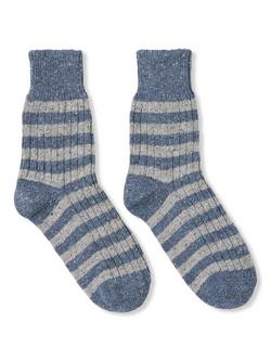 Celtic & Co. Stripe Wool Blend Socks, Indigo - view 2, Indigo