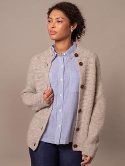 Celtic & Co. Moss Stitch Pure Wool Cardigan, Undyed Taupe - view 2, Undyed Taupe