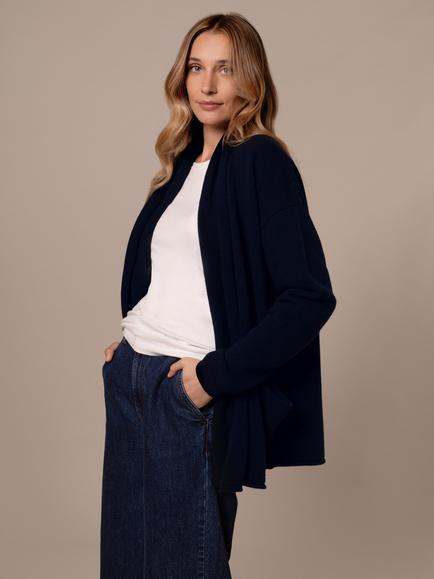 Celtic & Co. Lambswool Collared Shawl Cardigan, Navy
