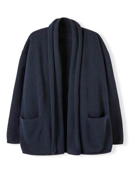Celtic & Co. Lambswool Collared Shawl Cardigan - view 2, Navy