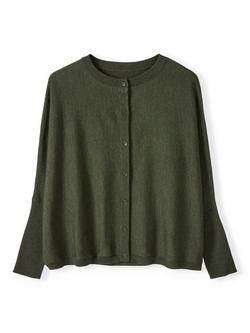 Celtic & Co. Fine Knit Pure Merino Wool Cardigan, Olive - view 2, Olive