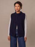 Celtic & Co. Open Neck Pure Wool Waistcoat, Dark Navy