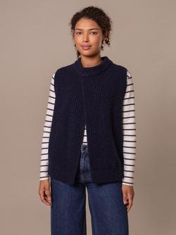 Celtic & Co. Open Neck Pure Wool Waistcoat, Dark Navy, Dark Navy