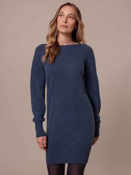Celtic & Co. Knee Length Wool Slouch Dress, Denim, Denim