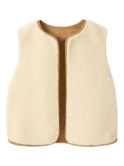 Celtic & Co. Reversible British Sheepskin E2E Gilet - view 2, Camel/Ecru