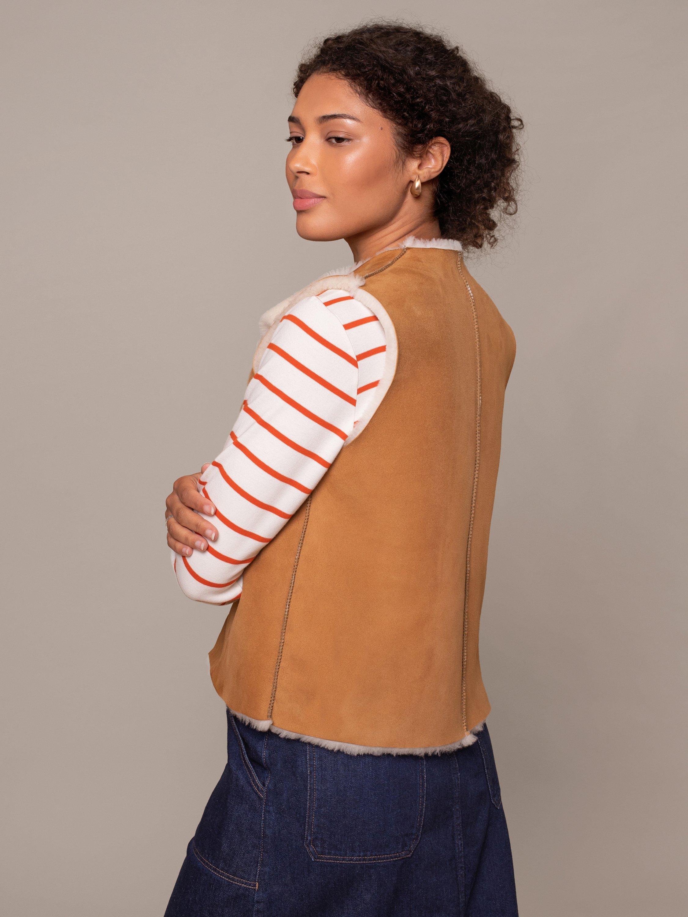 Product image 3 of 6, which shows Celtic & Co. Crew Neckline Gilet, Spice, XS-S