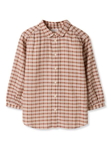 Celtic & Co. Peter Pan Collar Buttoned Cotton Blouse - view 2, Brown/Multi