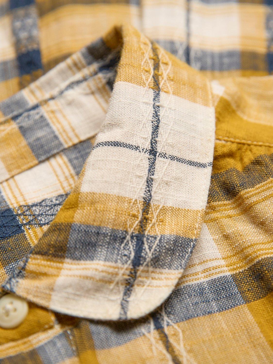 Product image 3 of 7, which shows Celtic & Co. Peter Pan Cotton Check Collar Neckline Blouse, Yellow, 8