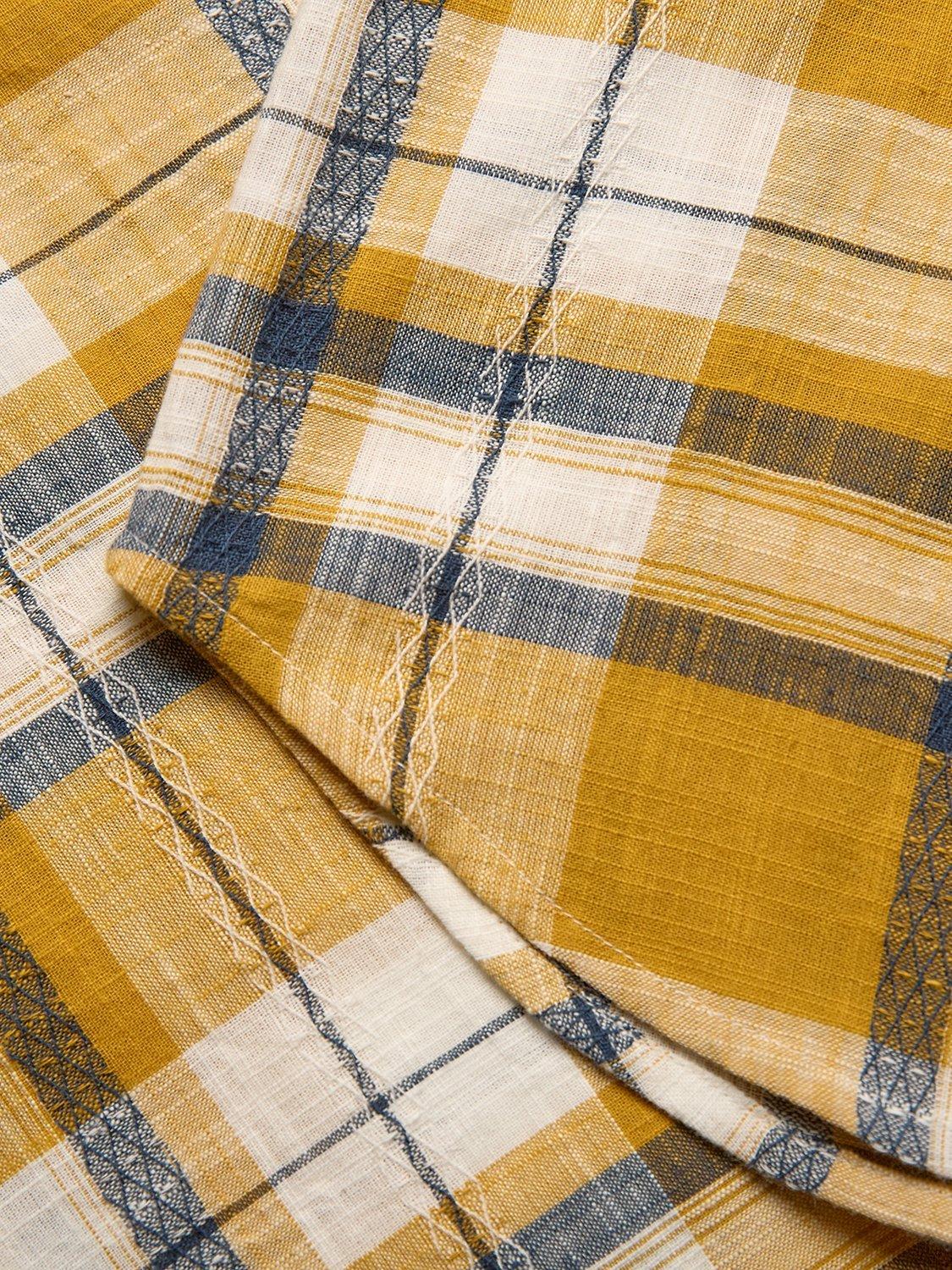 Product image 4 of 7, which shows Celtic & Co. Peter Pan Cotton Check Collar Neckline Blouse, Yellow, 8