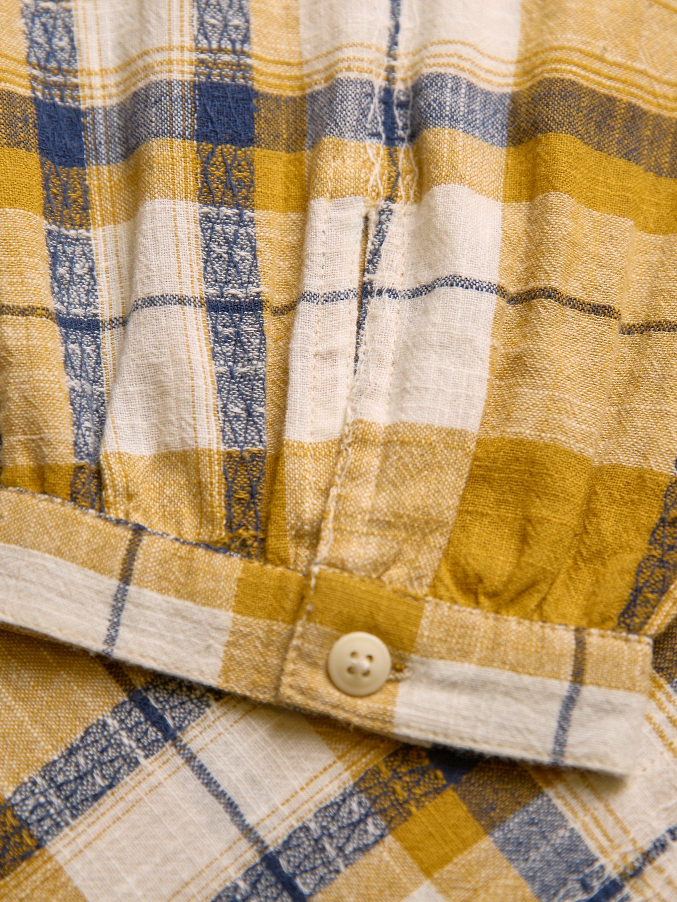 Product image 5 of 7, which shows Celtic & Co. Peter Pan Cotton Check Collar Neckline Blouse, Yellow, 8