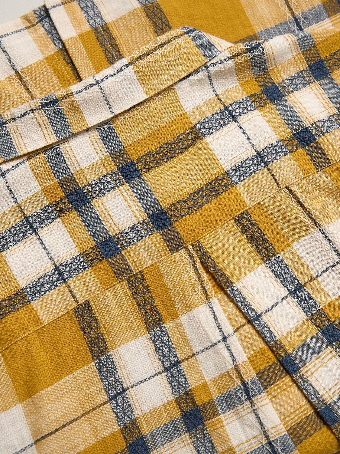 Product image 6 of 7, which shows Celtic & Co. Peter Pan Cotton Check Collar Neckline Blouse, Yellow, 8