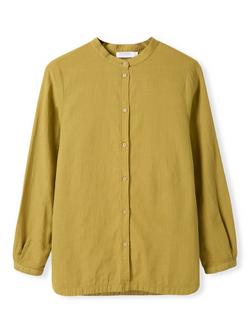 Celtic & Co. Buttoned Oversize Pleated Cotton Blouse - view 2, Green Ochre