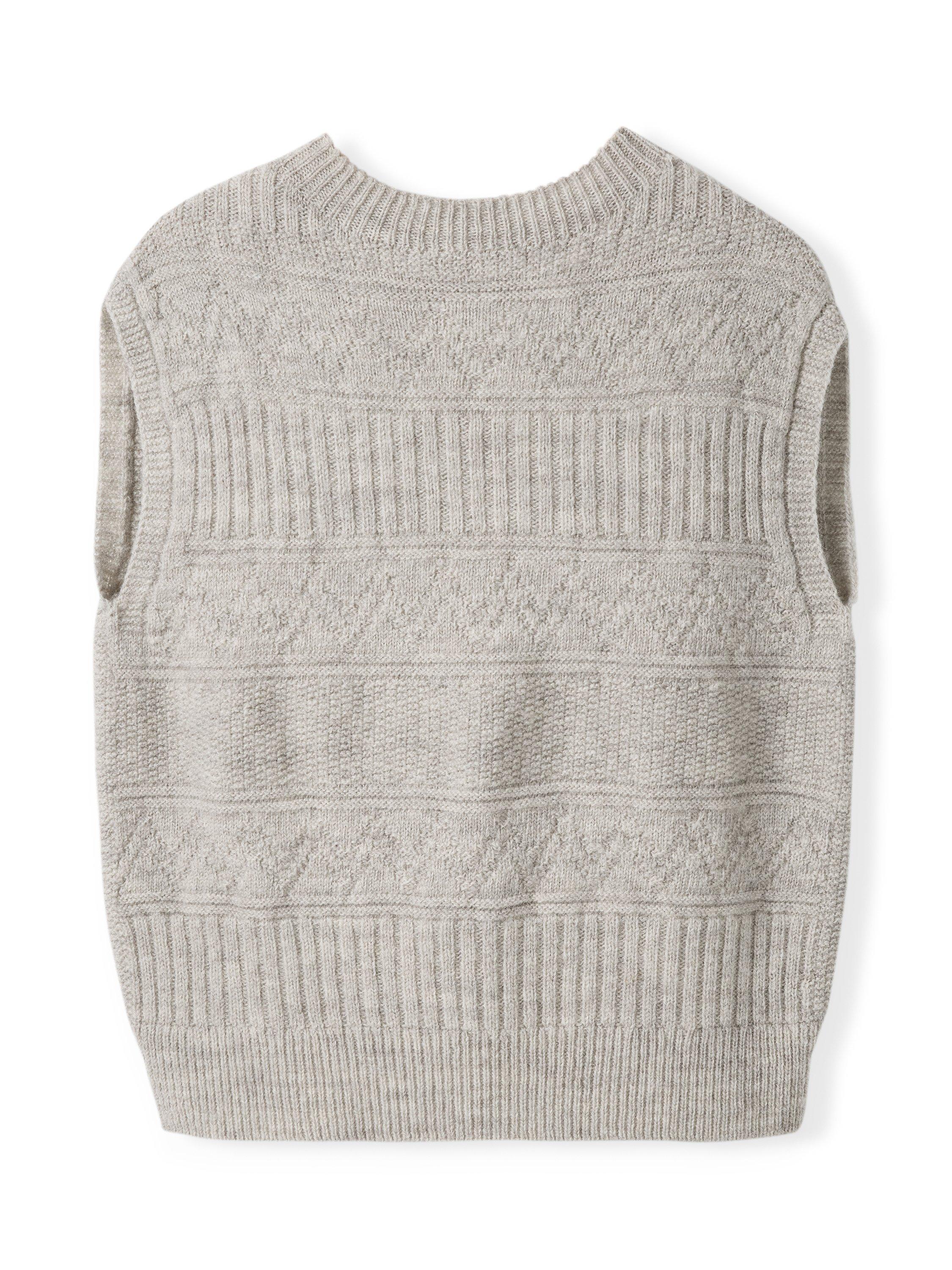 Product image 2 of 4, which shows Celtic & Co. Stitch Pure Wool Tank Top, Taupe, XS