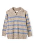Celtic & Co. Stripe Pure Wool Polo Jumper, Oatmeal