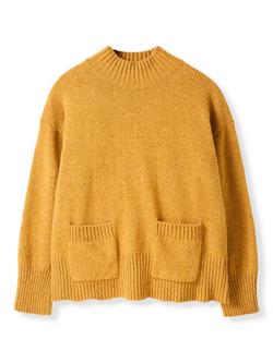Celtic & Co. Fleck Patch Pocket Pure Wool Jumper, Saffron - view 2, Saffron