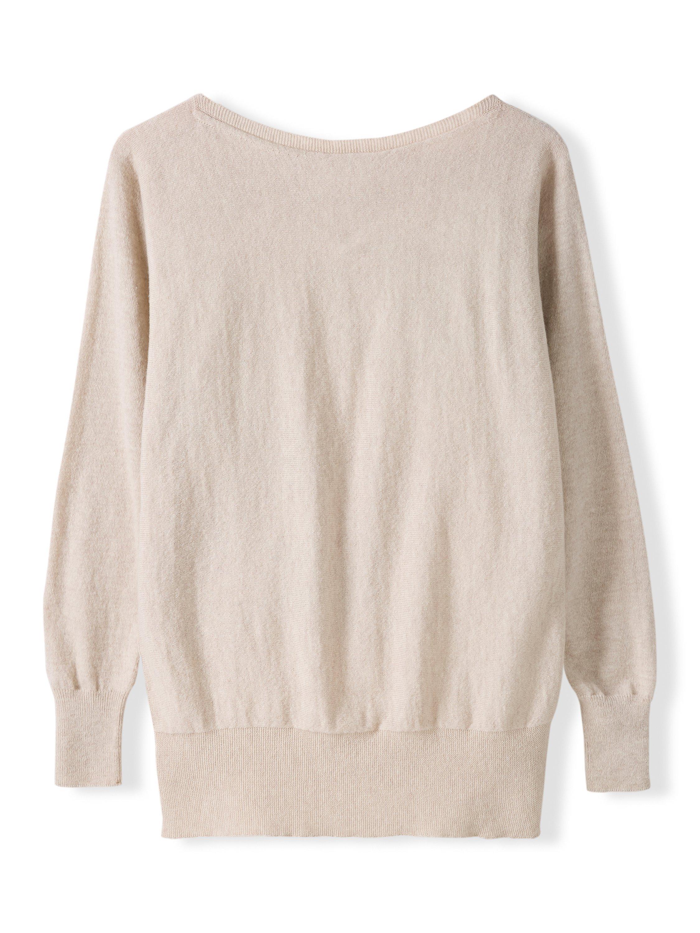 Product image 2 of 5, which shows Celtic & Co. Slash Neck Pure Wool Jumper, Oatmeal, XS