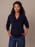 Celtic & Co. Shawl Collar Pure Wool Jumper, Navy